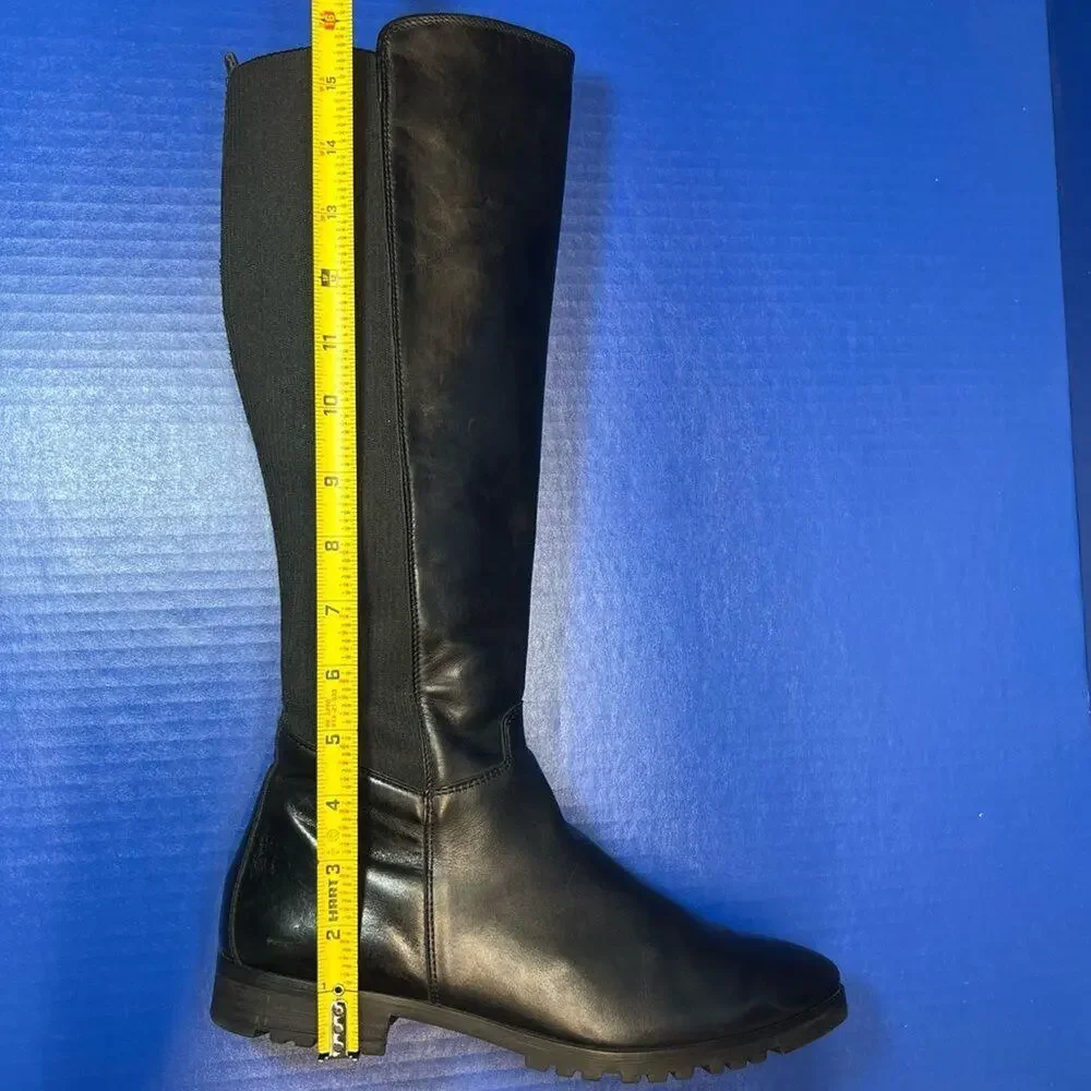 Paul Green‎ Vario 31427 Leather Knee High Boots Black Point Toe Womens 5.5